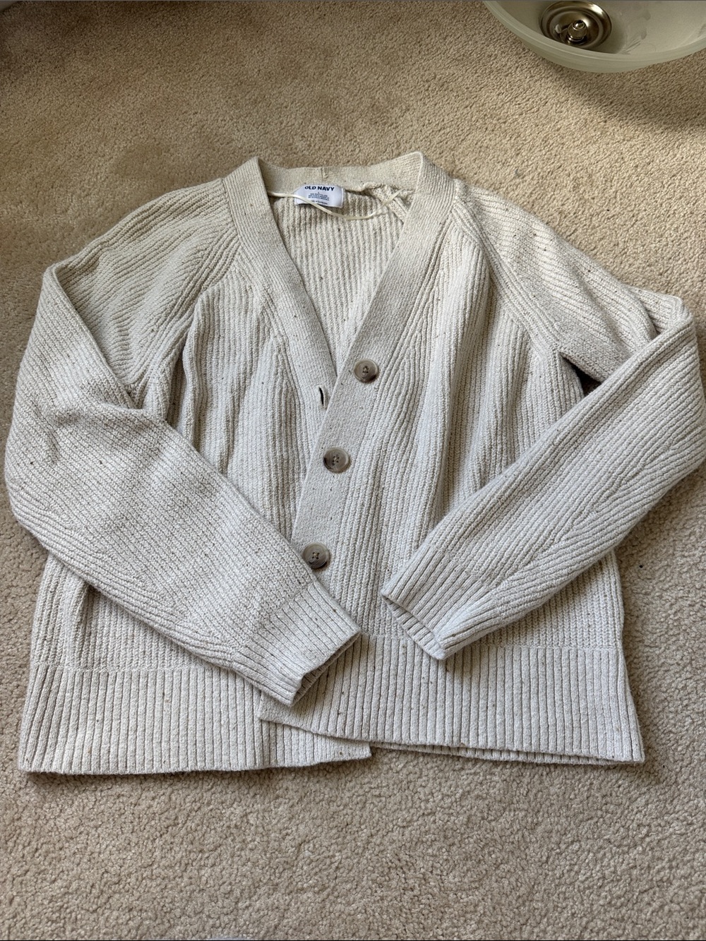 Old Navy Neutral Cream Ribbed Button Cardigan